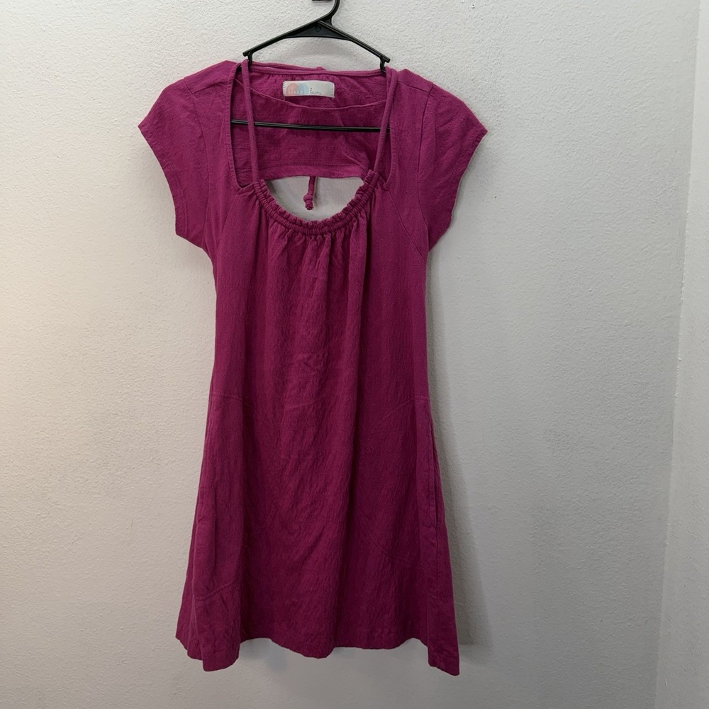 Free People Vivi Mini Dress Pink S Halter Open Back Pockets Cover Up Beach - Picture 2 of 7